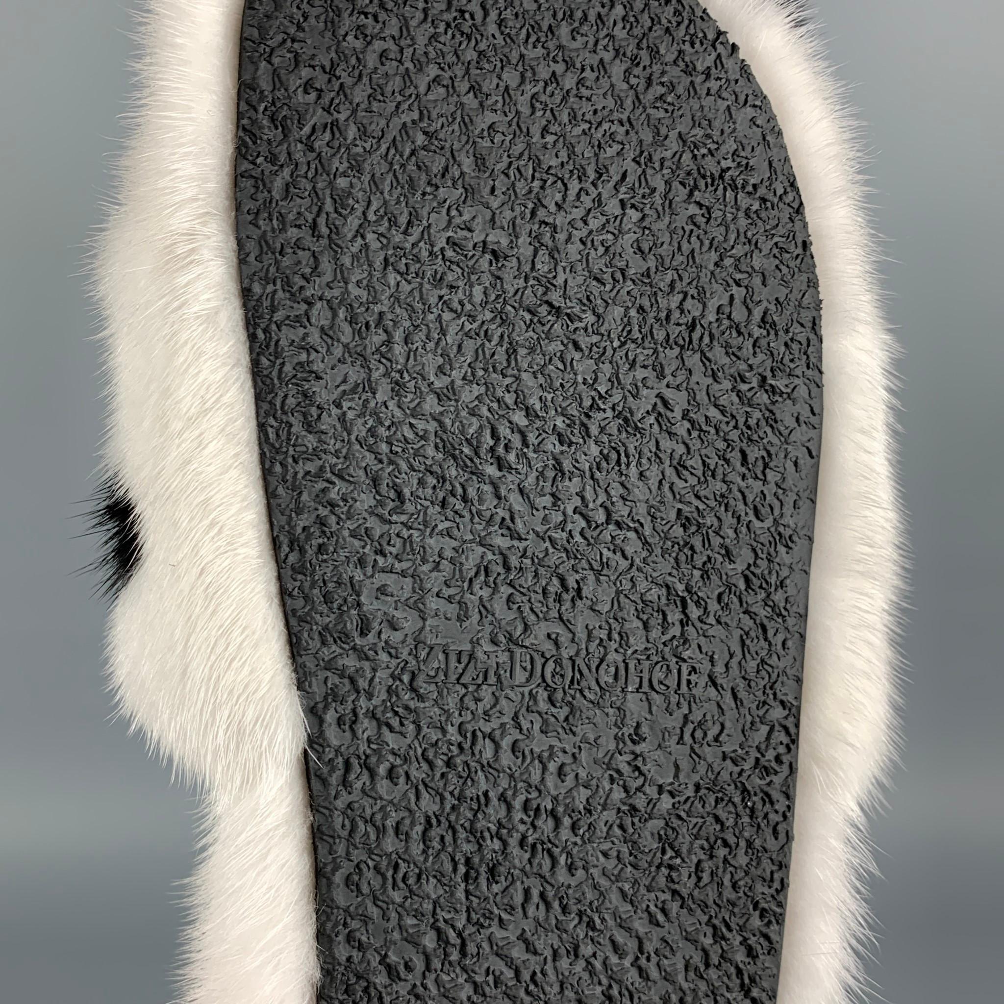 ZIZI DONAHOE Größe 8 Weiß Schwarz Saga Nerz Penelope Slides 1