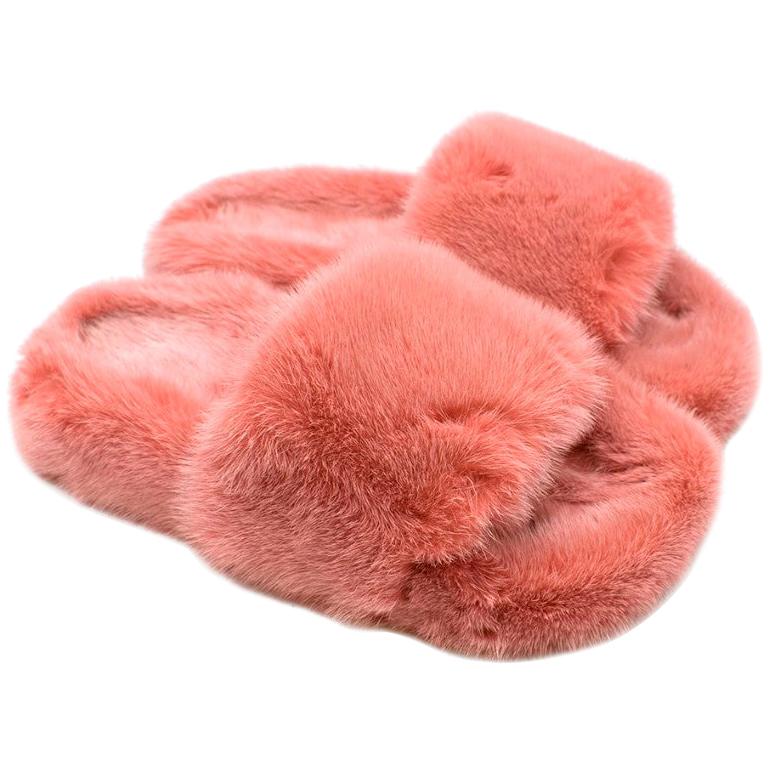 mink fur sliders