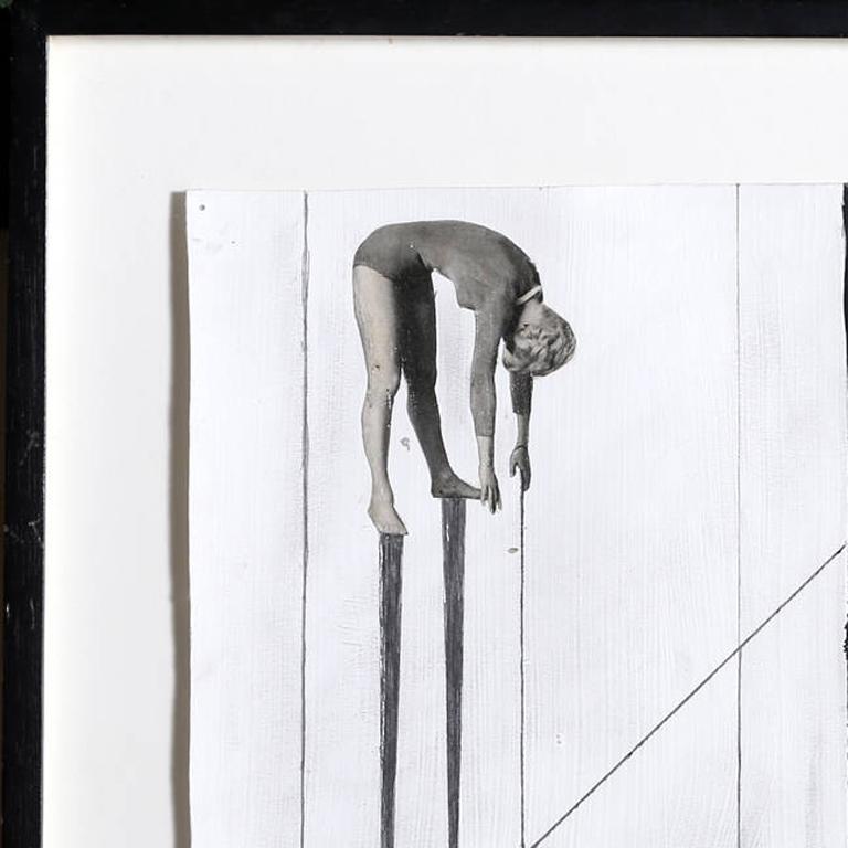 A mixed media work by Zizi Raymond from 1988. A surrealist conceptual piece representing figures in a forbidding interior.
 
Artist: Zizi Raymond, American (1960 - 2014)
Title: Untitled - Pulley System
Year: 1988
Medium: Mixed Media on Paper
Size: 9