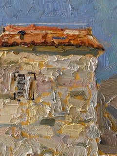 Morning In Stoliv - Landscape Painting Oil Colors Blue White Yellow Brown Green