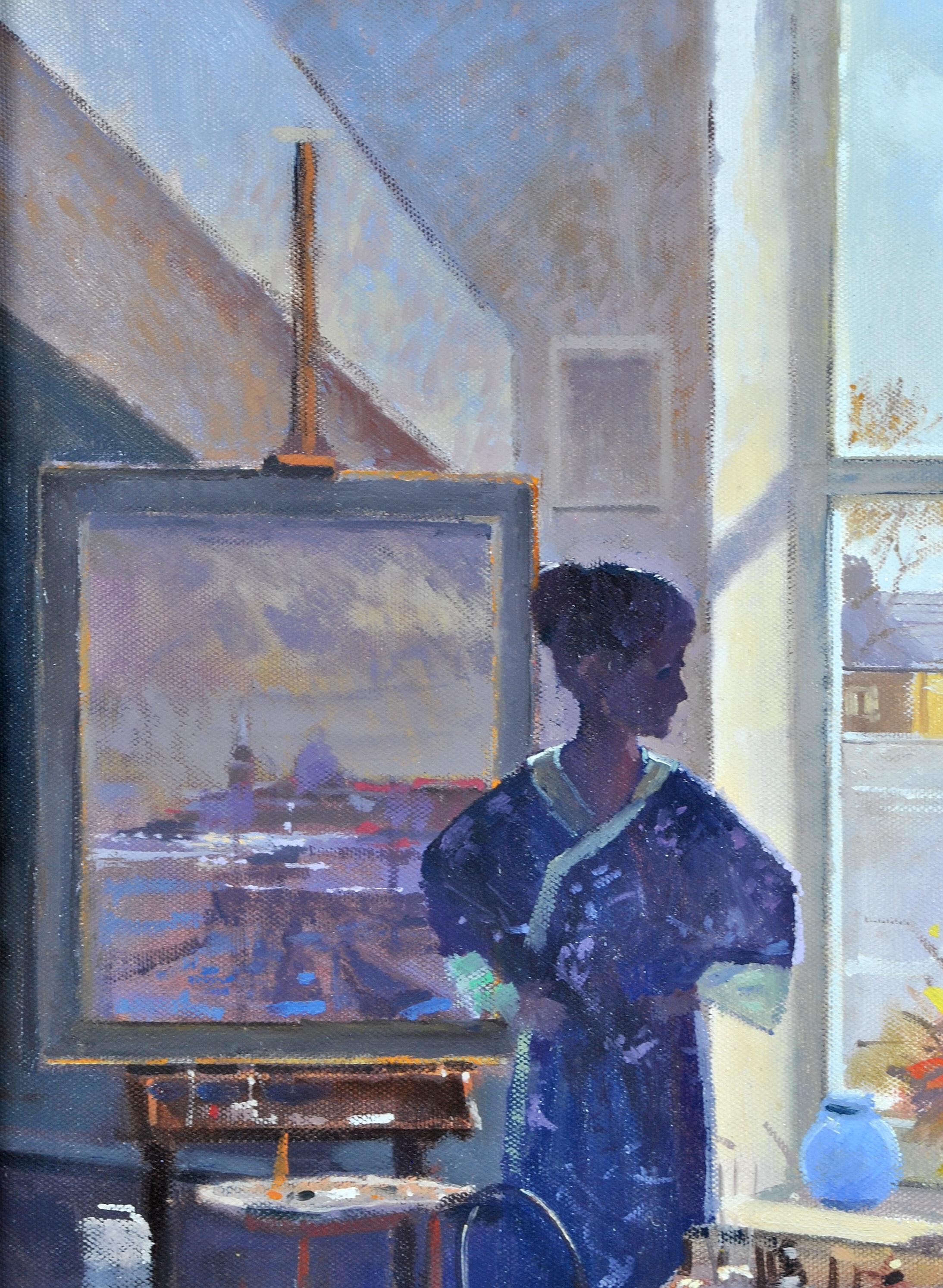 Lady in the Artist's Studio - Impressionist Interior Portrait Painting Venice 1