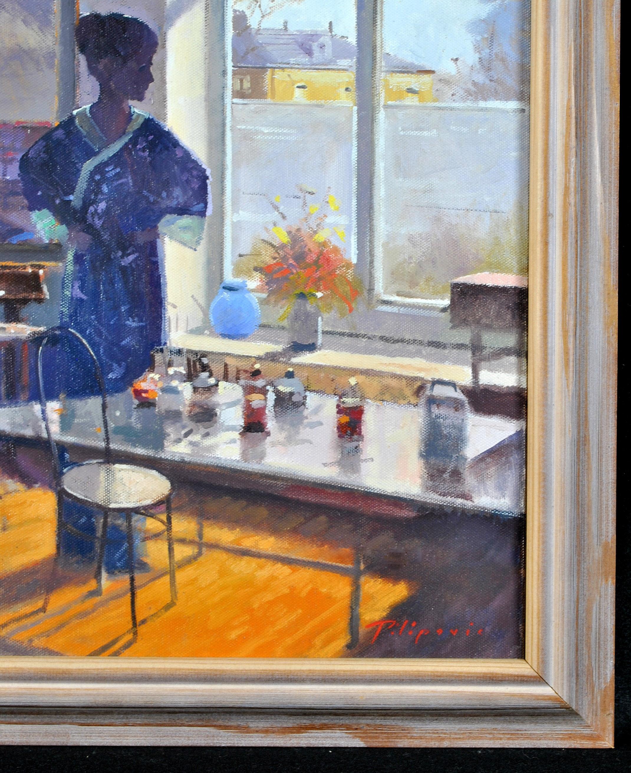 Dama en el Estudio del Artista - Pintura Impresionista de Retrato Interior Venecia 4