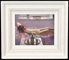 Retro Nude Reclining - Lady in the Artist's Studio Dappled Light Portrait Oil Painting