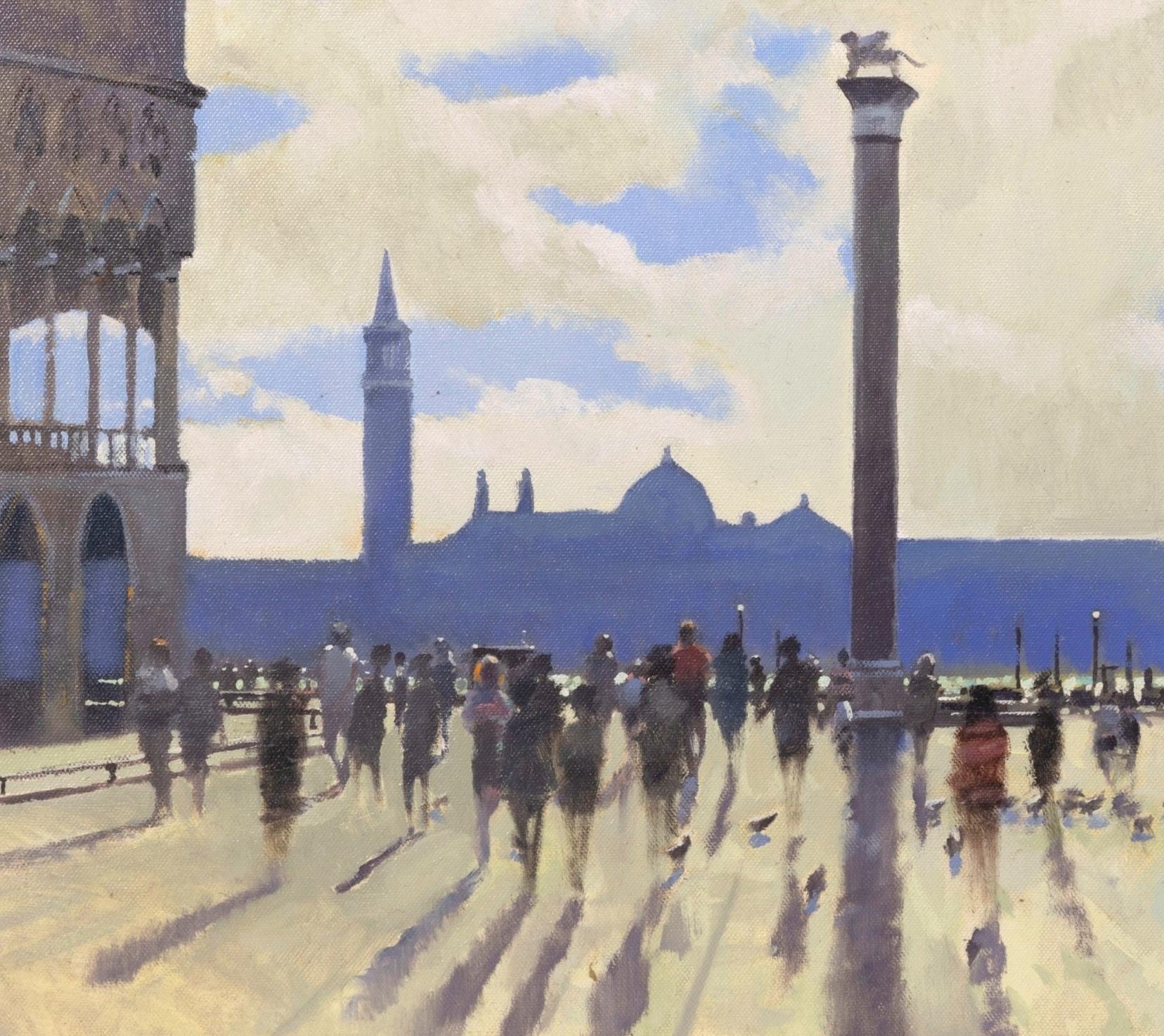 Venice - Impressionist Oil on Canvas Italian Square Dappled Light Painting For Sale 1