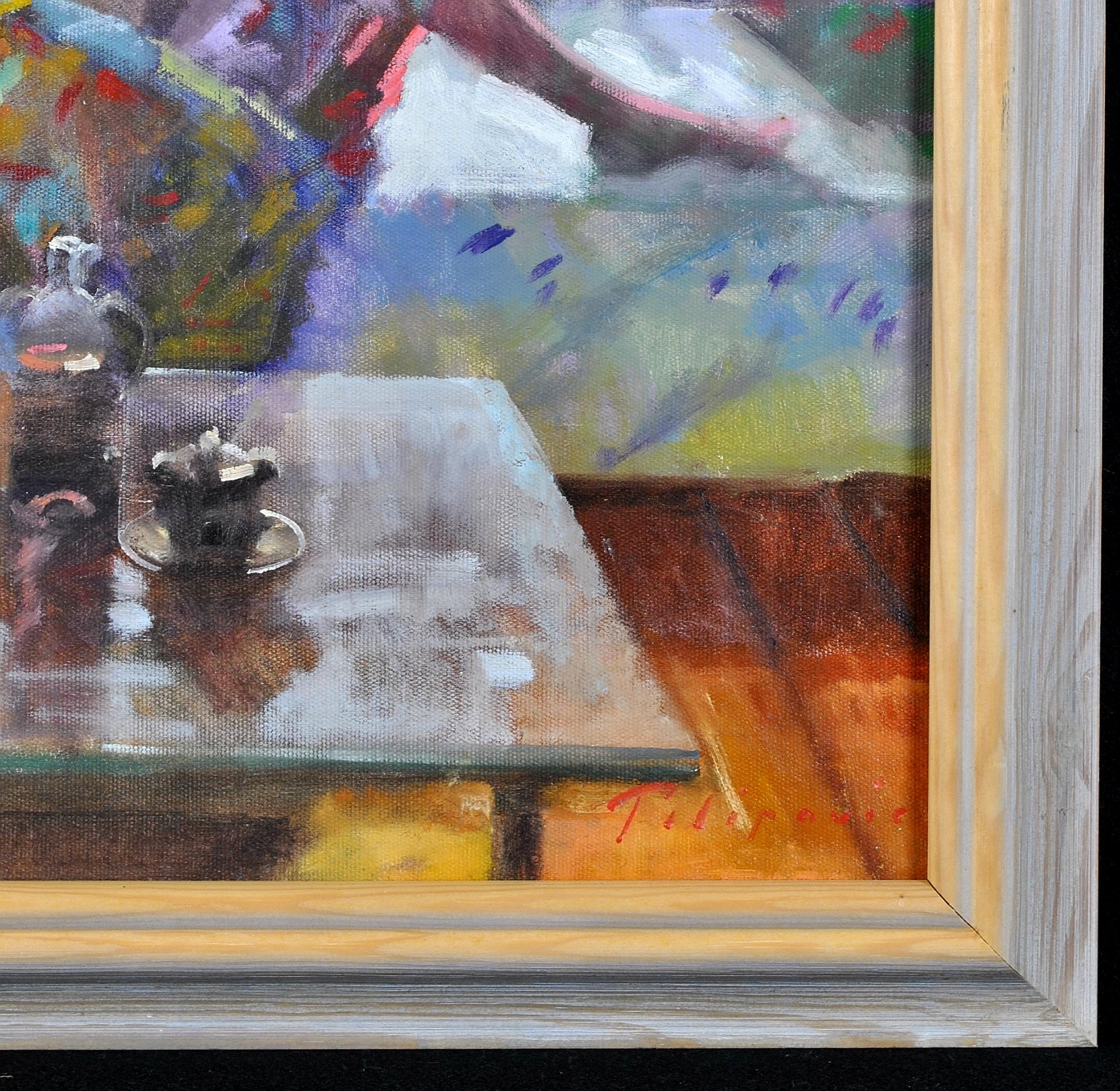 Jeune femme sur une chaise longue - Peinture à l'huile impressionniste d'intérieur - Portrait 3