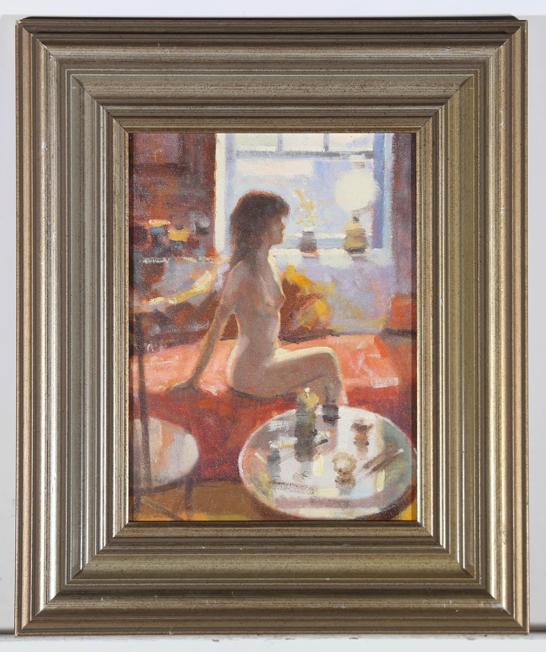 Zlatan Pilipovic (b.1958) - Framed Contemporary Oil, On the Chaise Lounge For Sale 1