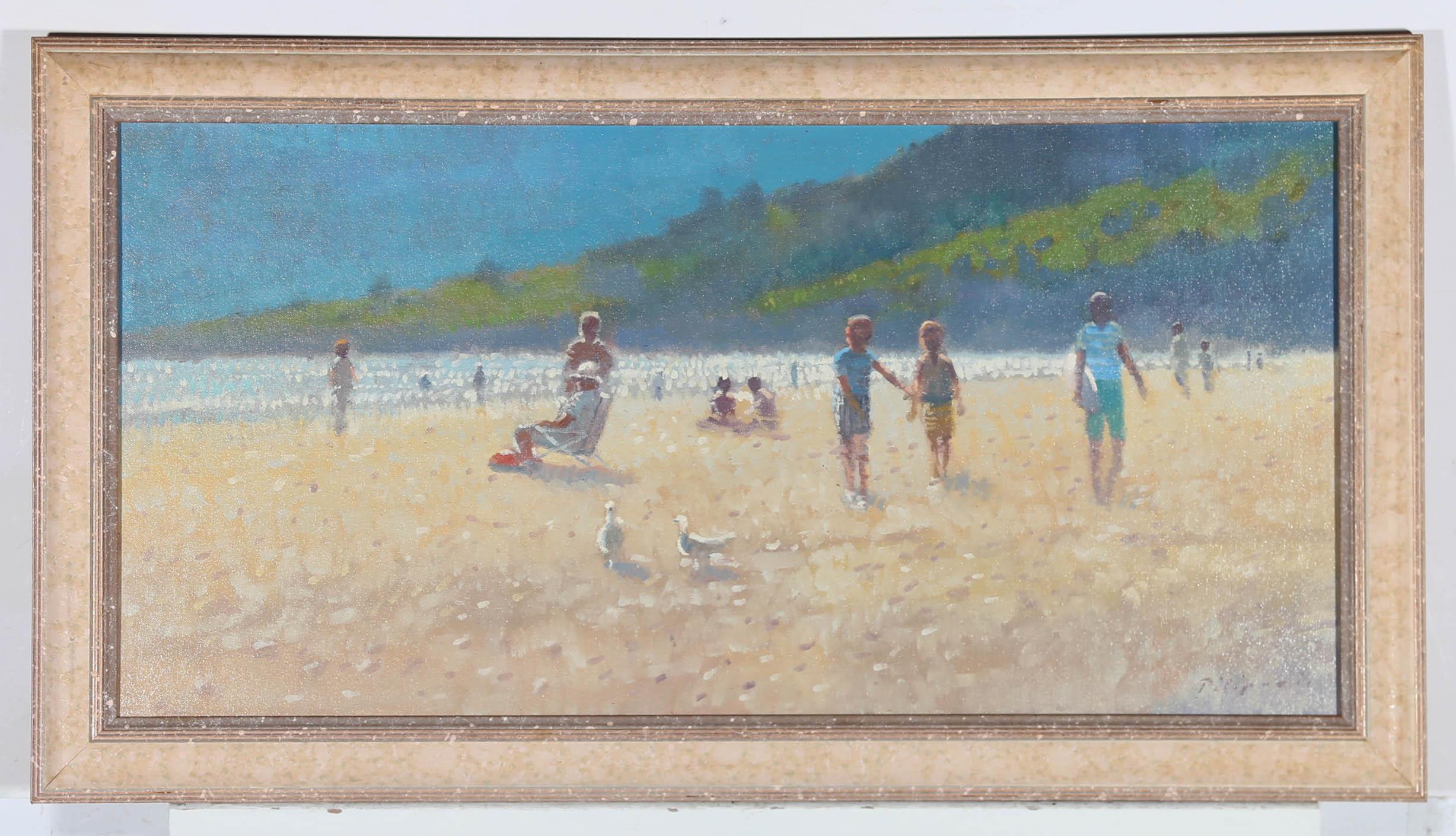 Zlatan Pilipovic (b.1958) - Framed Contemporary Oil, Strolling along the Sand For Sale 1