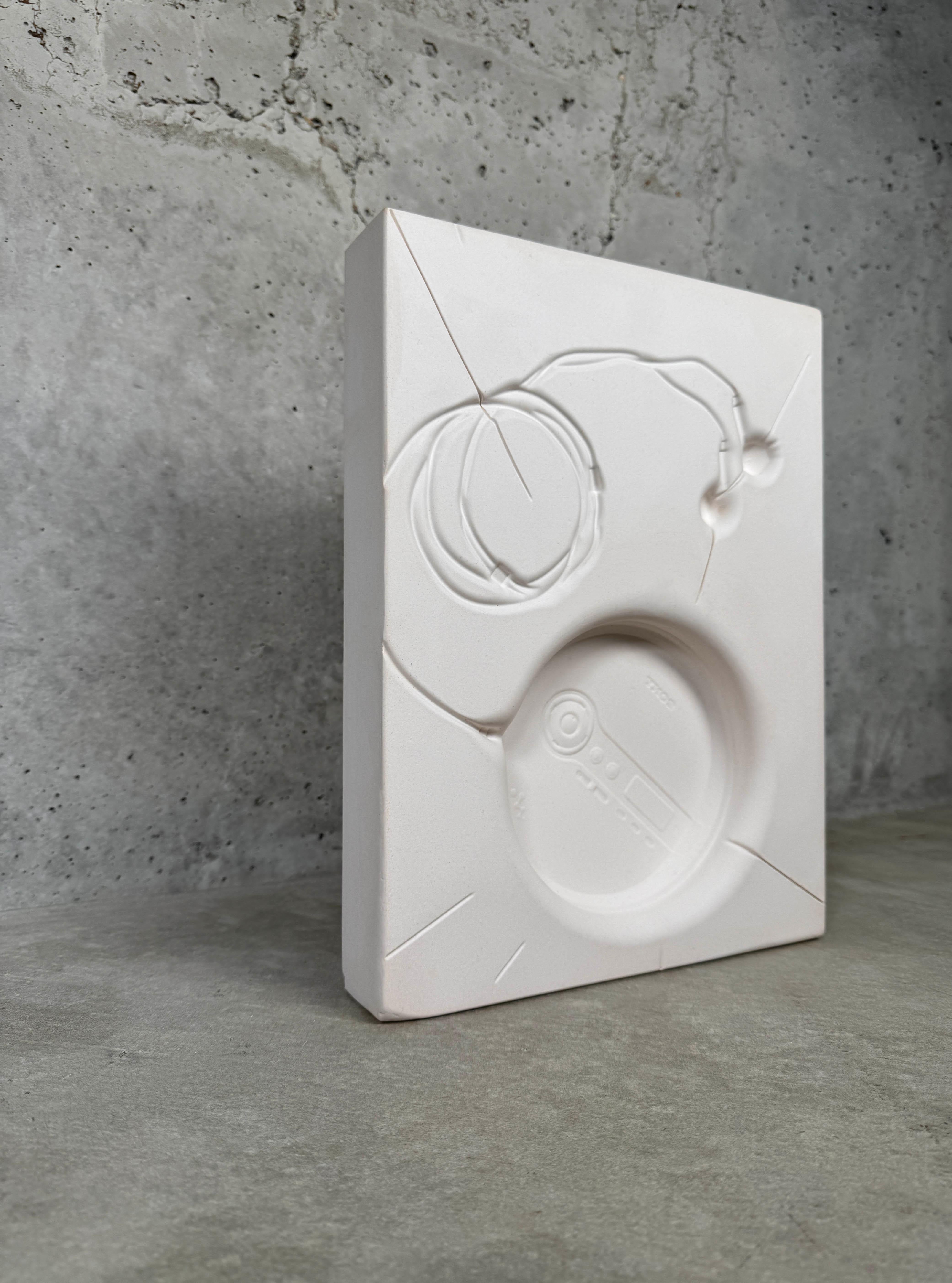 CD Player - Gray Figurative Sculpture by Zoë Scutts