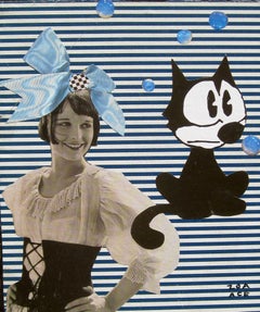 "Felix e Louis", collage a tecnica mista su legno