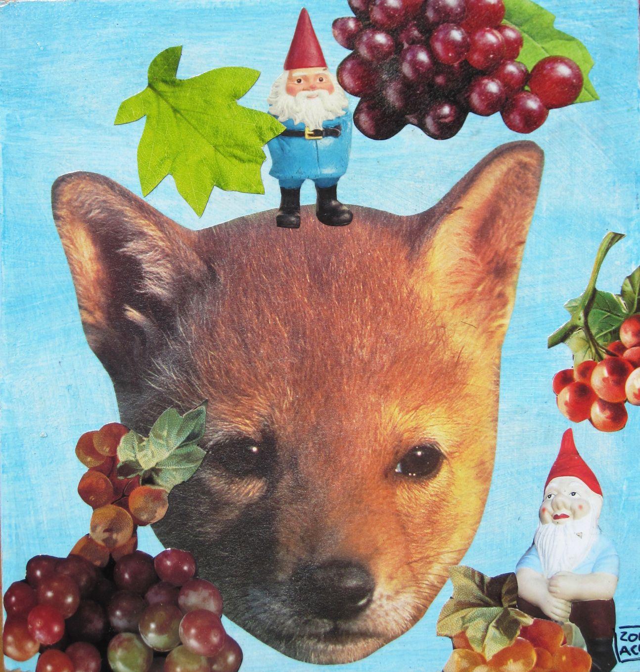 Fox with Grapes  - Mixed Media Art by Zoa Ace