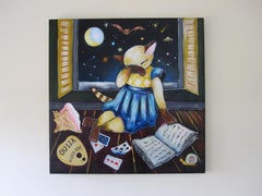 "Bedtime Story" - Contemporary Anthropomorphic Animal and Still-Life