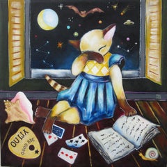 "Bedtime Story" - Contemporary Anthropomorphic Animal and Still-Life