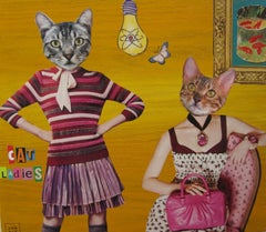 "Cat Ladies" (2024) By Zoa Ace, Original Mixed Media Collage on Wood