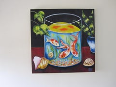 "Fish Bowl" - Zeitgenössisches Tierstillleben, Ölgemälde auf Leinwand
