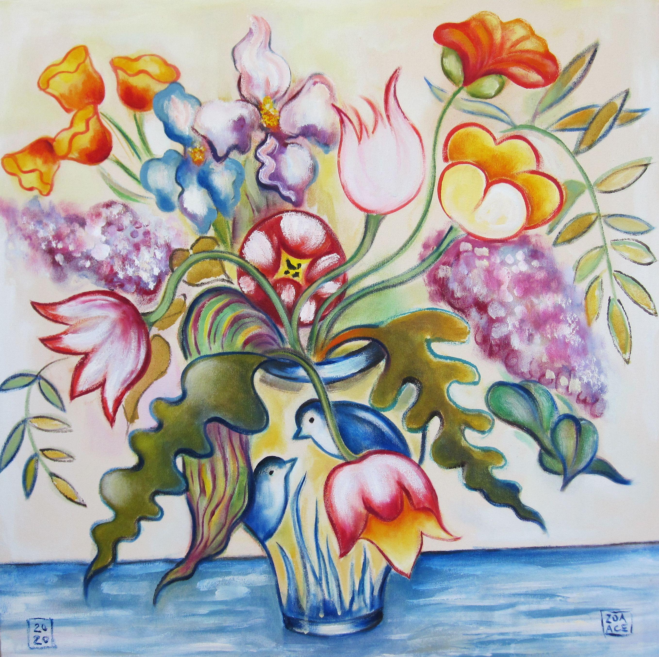 Zoa Ace Still-Life Painting - "Flowers of Spring" Oil Painting