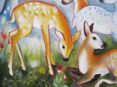 "Forest Fawns, " Oil Painting