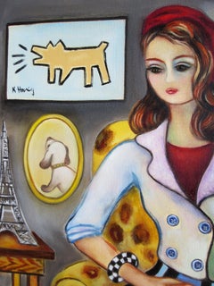 ""Im Inneren mit rotem Beret", Ölgemälde