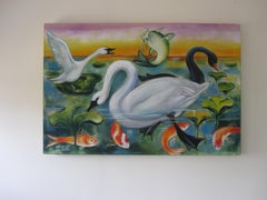 "Lagune" - Zeitgenössisches surrealistisches Tier Ölgemälde auf Leinwand