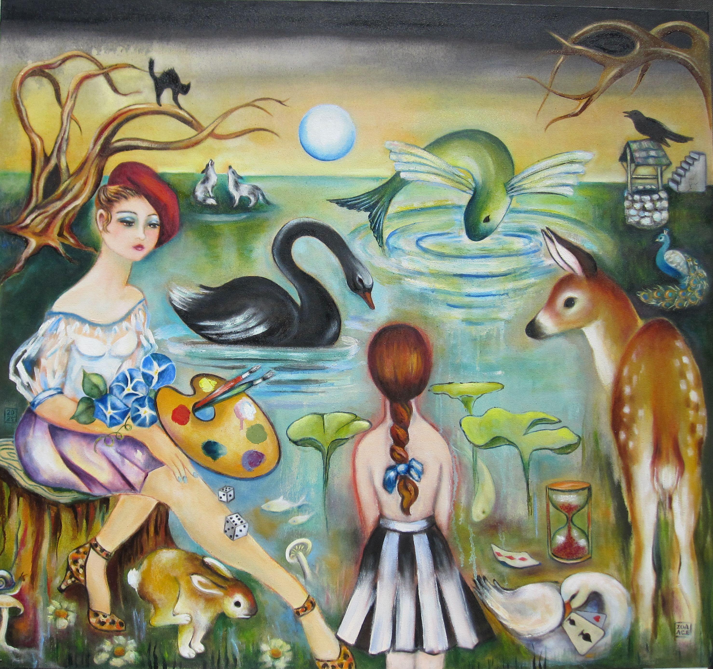 "Lost Lagoon" - Contemporary Surrealist Seascape and Skyscape, Oil Painting
