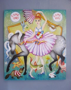 "Side Show" - Contemporary Surrealist Female Portrait, Oil Painting on Canvas