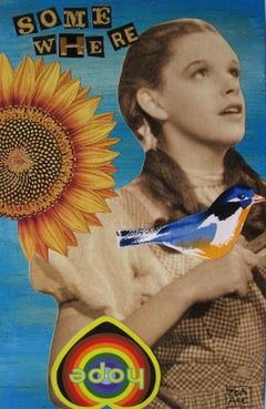 „Somewhere“ (2024) von Zoa Ace, Original Mixed Media-Collage auf Holz