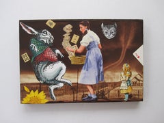 "Cuando los sueños chocan" (2024) de Zoa Ace, collage original de técnica mixta sobre madera