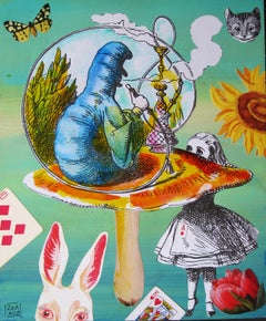 "Il paese delle meraviglie" (2024) di Zoa Ace, collage originale a tecnica mista su Wood
