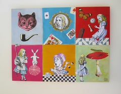 "Wonderland" - Collage contemporaneo a tecnica mista su Wood