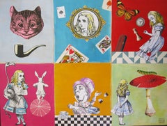 "Wonderland" - Collage contemporaneo a tecnica mista su Wood
