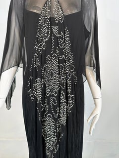 ZOA Paris 1980s Black Jersey Open Leg Harem Jumpsuit & Sparkly Chiffon Cape 42