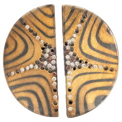 Zobel Diamond, Silver and Gold Half-Moon Clip-On Earrings