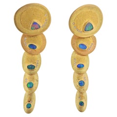 Zobel Opal Diamond Gold Long Earrings