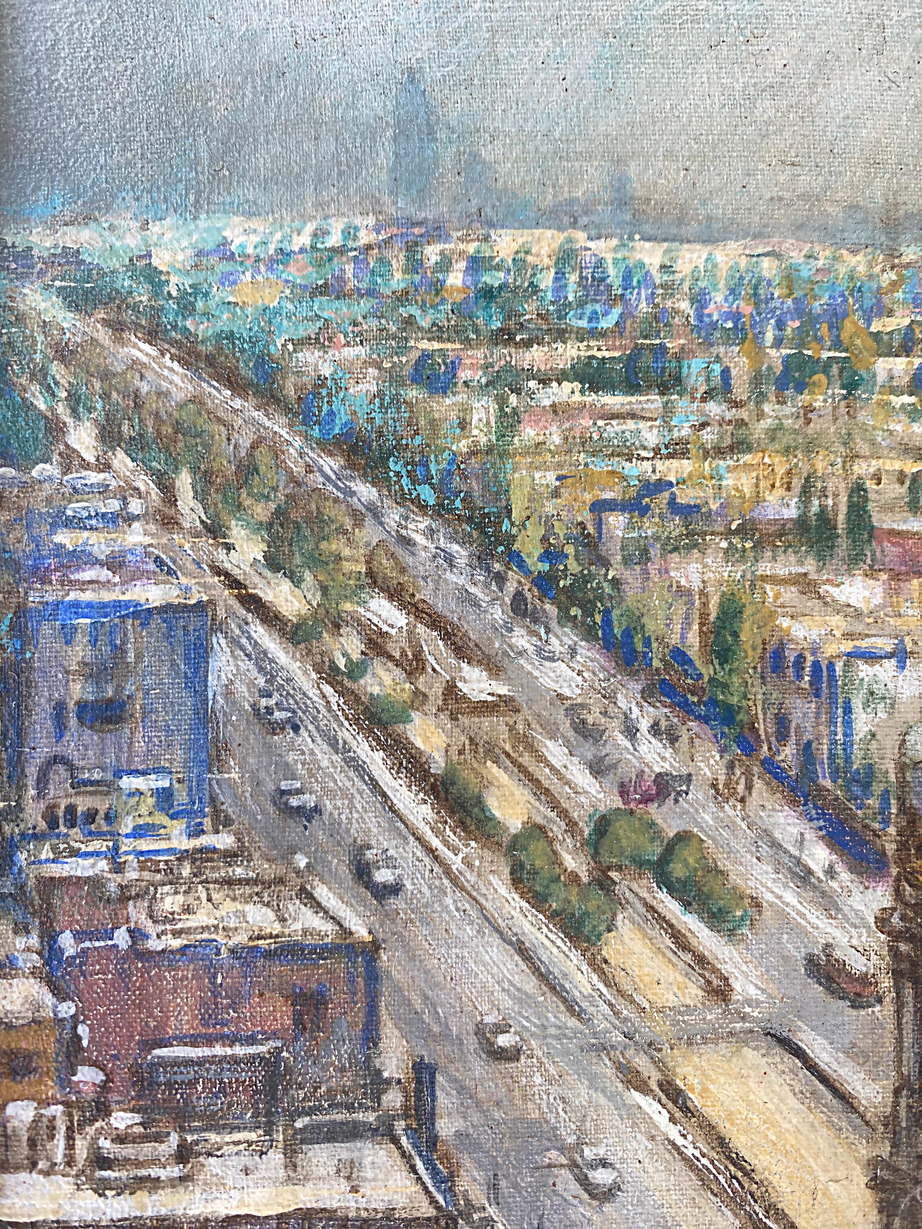Spanish Colonial Zocalo Oil Painting by Mexican Artist Jesus Ortiz Tajonar For Sale