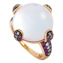 Zoccai 18 Karat Rose Gold 0.23 Carat Diamond, Ruby and Mother of Pearl Ring