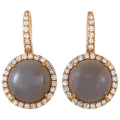 Zoccai 18 Karat Rose Gold 0.65 Carat Diamond and Moonstone Lever Back Earrings Zoccai 18 Karat Rose Gold 0.65 Carat Diamond and Moonstone Lever Back Earrings