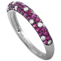 Zoccai 18 Karat White Gold 0.20 Carat Diamond and Ruby Band Ring Zoccai 18 Karat White Gold 0.20 Carat Diamond and Ruby Band Ring