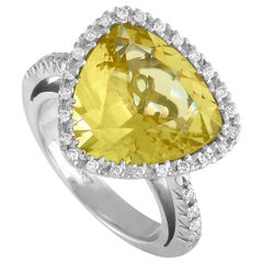 Zoccai 18 Karat White Gold 0.45 Carat Diamond and Lemon Quartz Ring