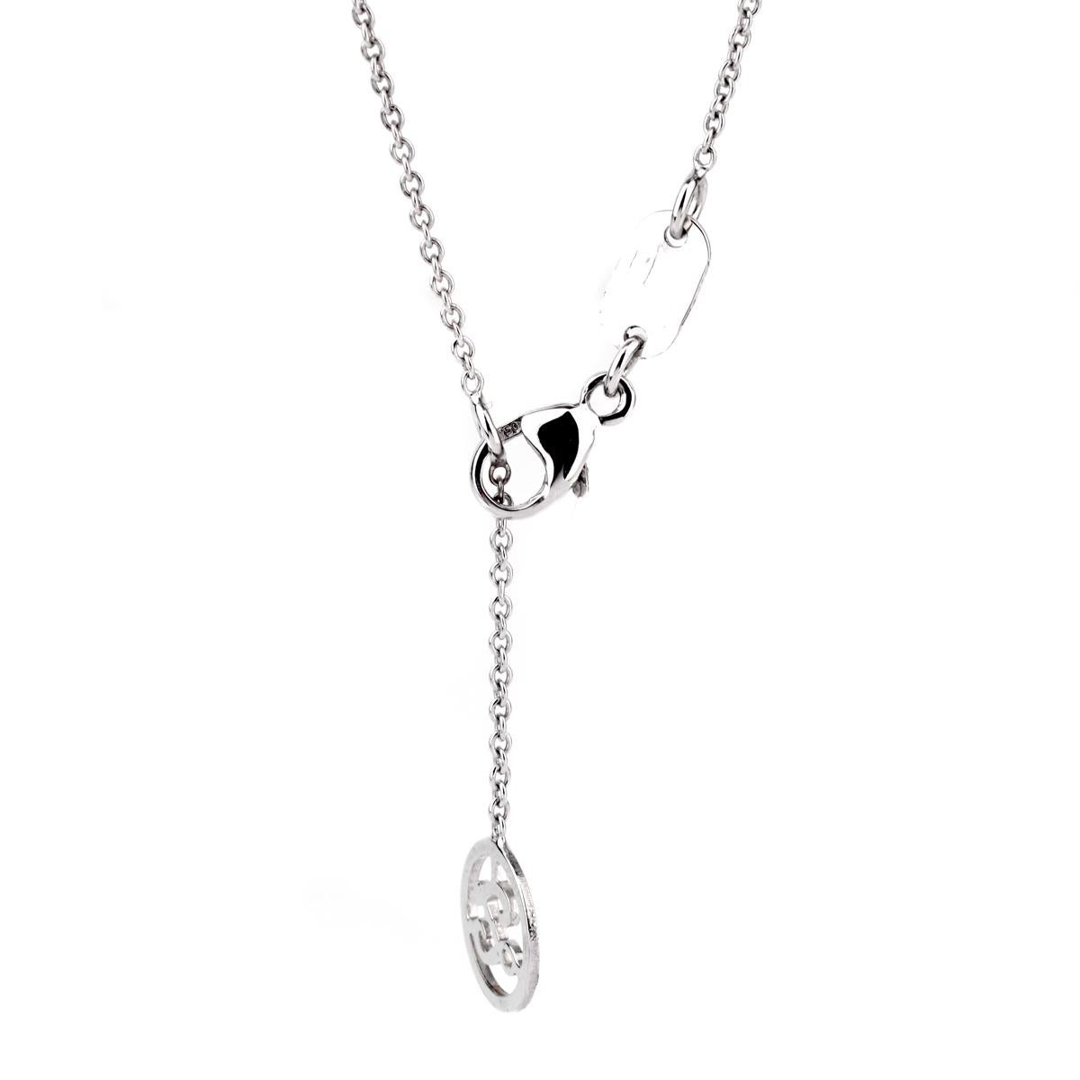 A fabulous Zoccai necklace featuring a moon motif paved with round brilliant cut diamonds in 18k white gold. The pendant is suspended by an 18k white gold 16