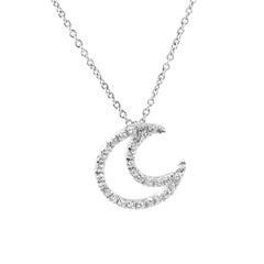 Zoccai Diamond Moon White Gold Necklace