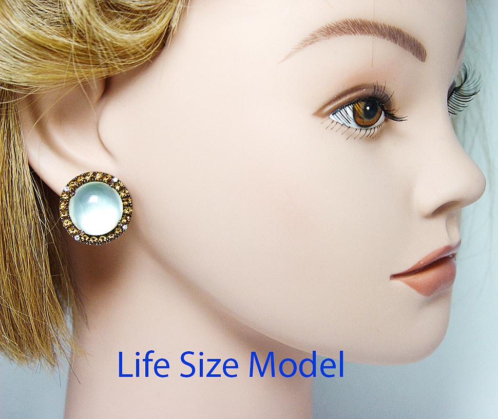 Zoccai Moonstone Diamond 18K Gold Earrings Ring Pendant Set Designer Full Parure For Sale 6