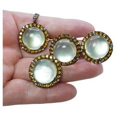 Zoccai Moonstone Diamond 18K Gold Earrings Ring Pendant Set Designer Full Parure