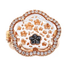 3.2 TCW Mother of Pearl Diamond accent Cocktail Ring in 18 karat Rose Gold