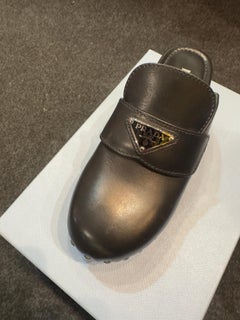 Prada clogs black leather, like new