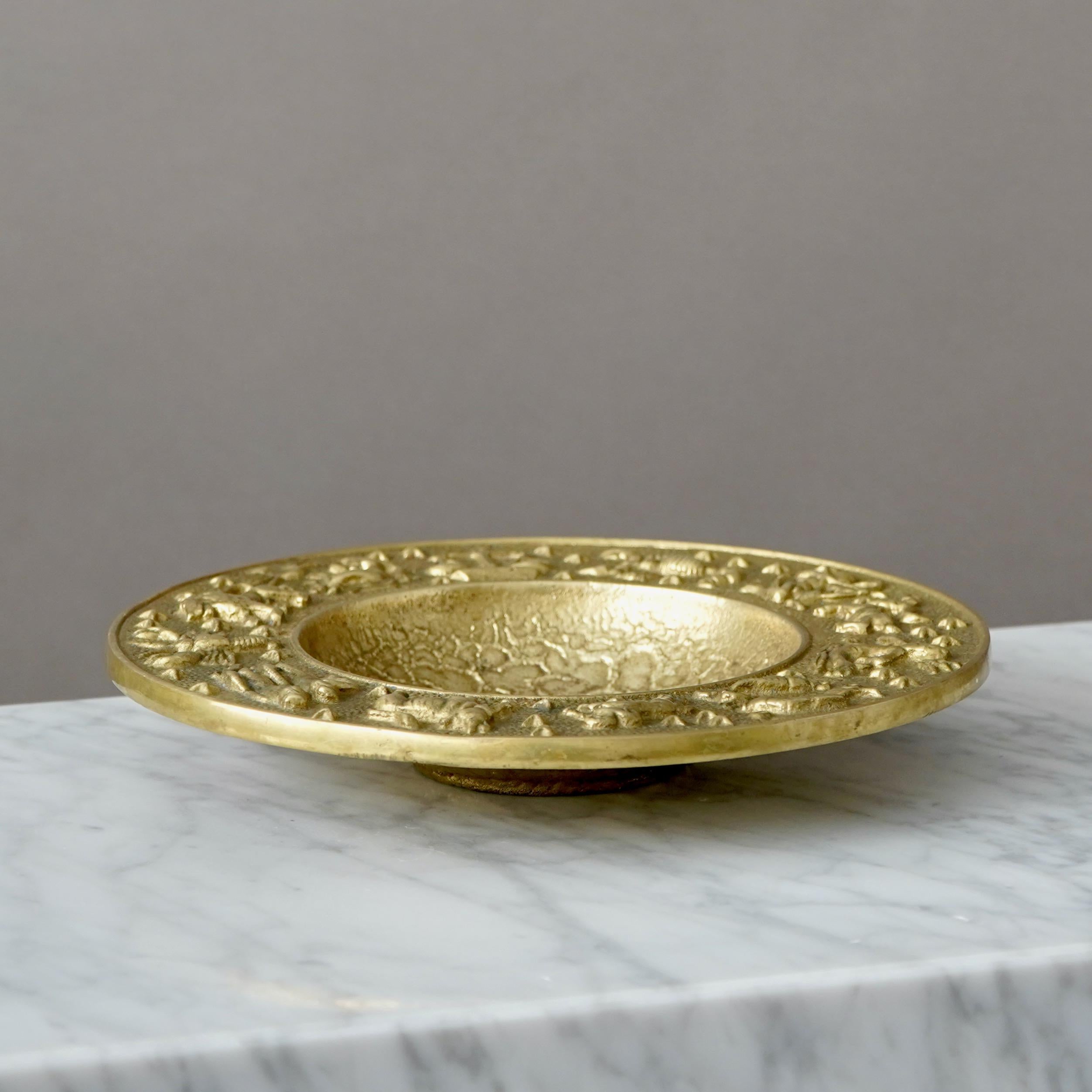 Zodiac Art Deco Bronzeschale von Nordisk Malm, Dänemark, 1940er Jahre (20. Jahrhundert) im Angebot