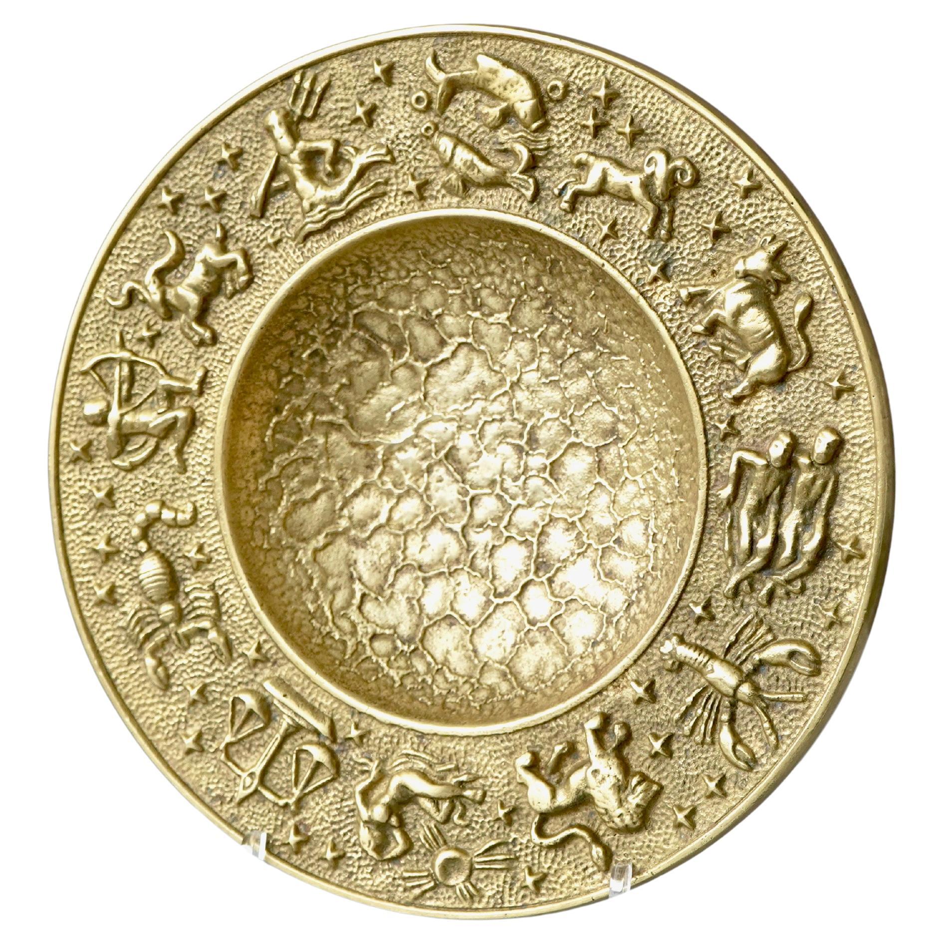Coupe en bronze Zodiac Art Déco par Nordisk Malm, Danemark, années 1940
