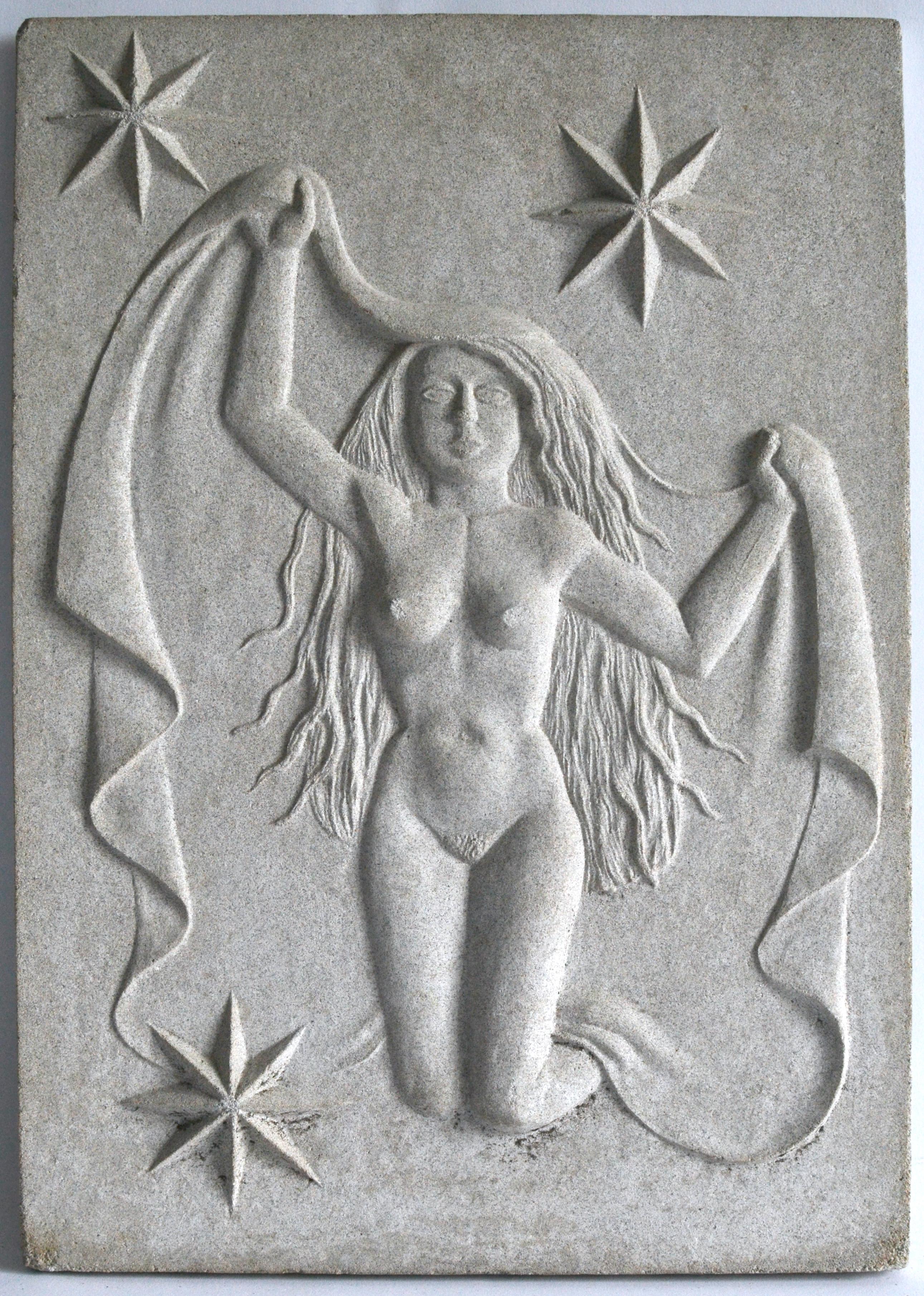 Zodiac Artificial Stone Relief Sign of Aquarius c. 1940 In Good Condition In Stockholm, SE