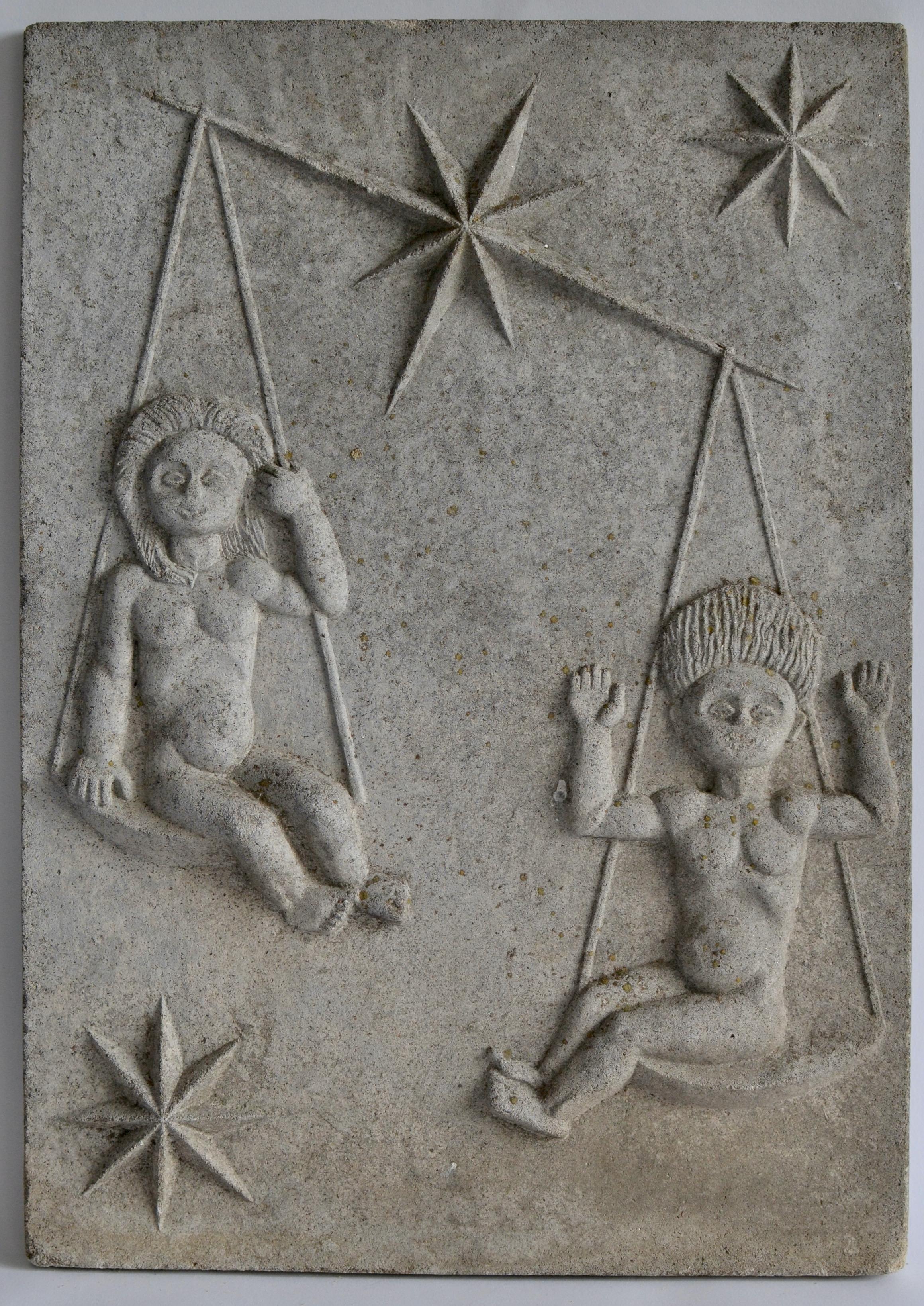 Cast Stone Zodiac Artificial Stone Relief Sign of Gemini, c. 1940