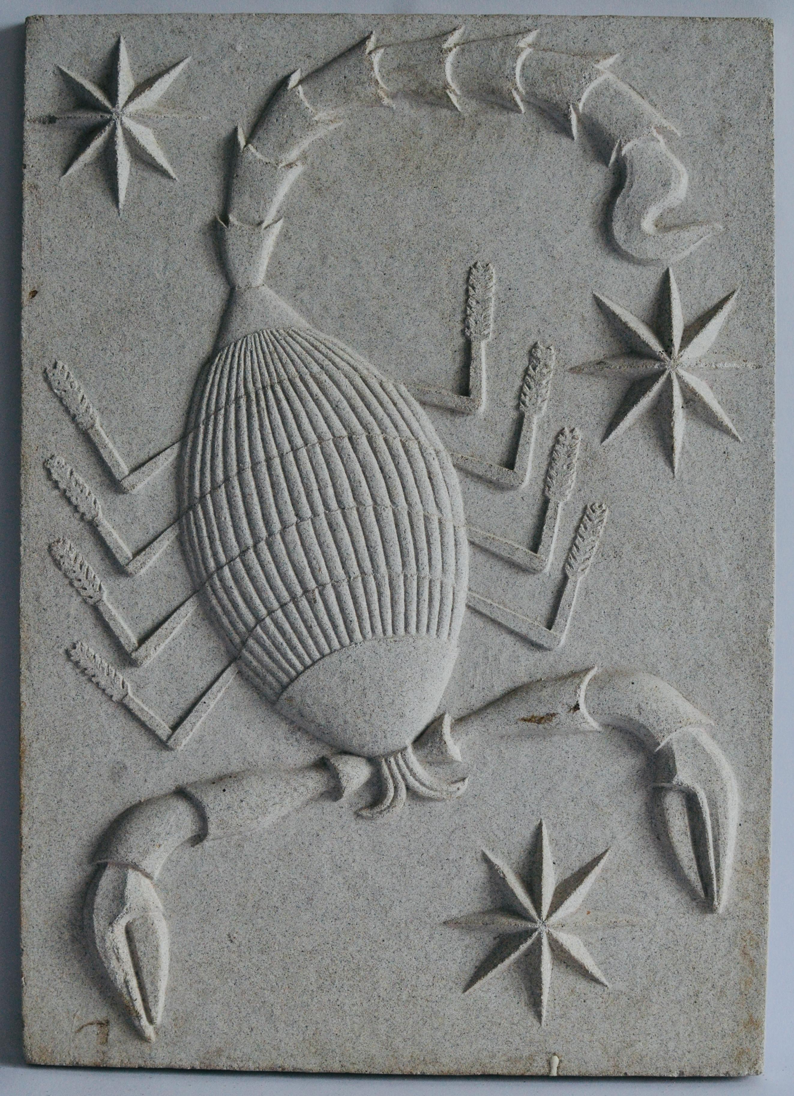 Mid-20th Century Zodiac Artificial Stone Relief Sign of Taurus, c. 1940