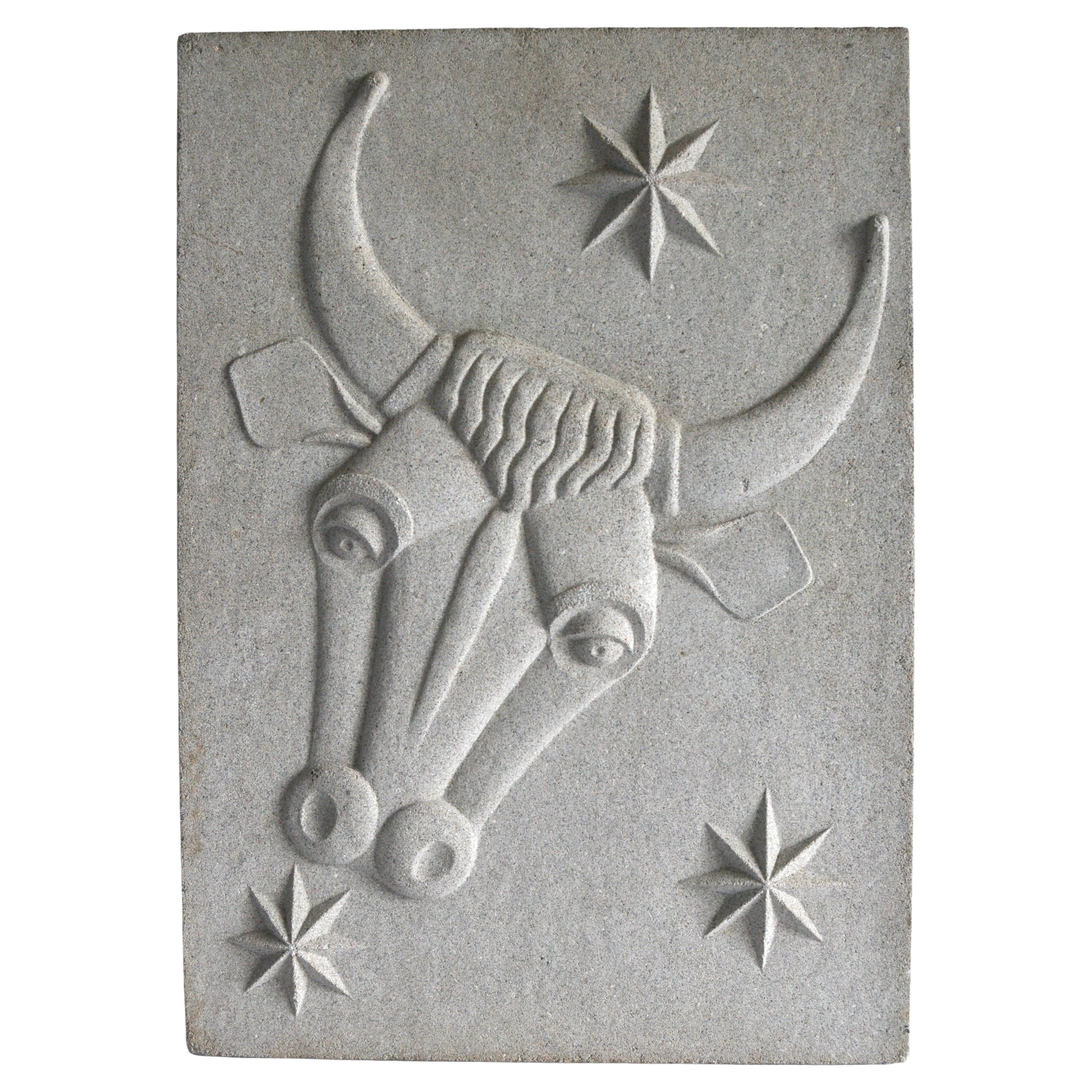 Zodiac Artificial Stone Relief Sign of Taurus, c. 1940