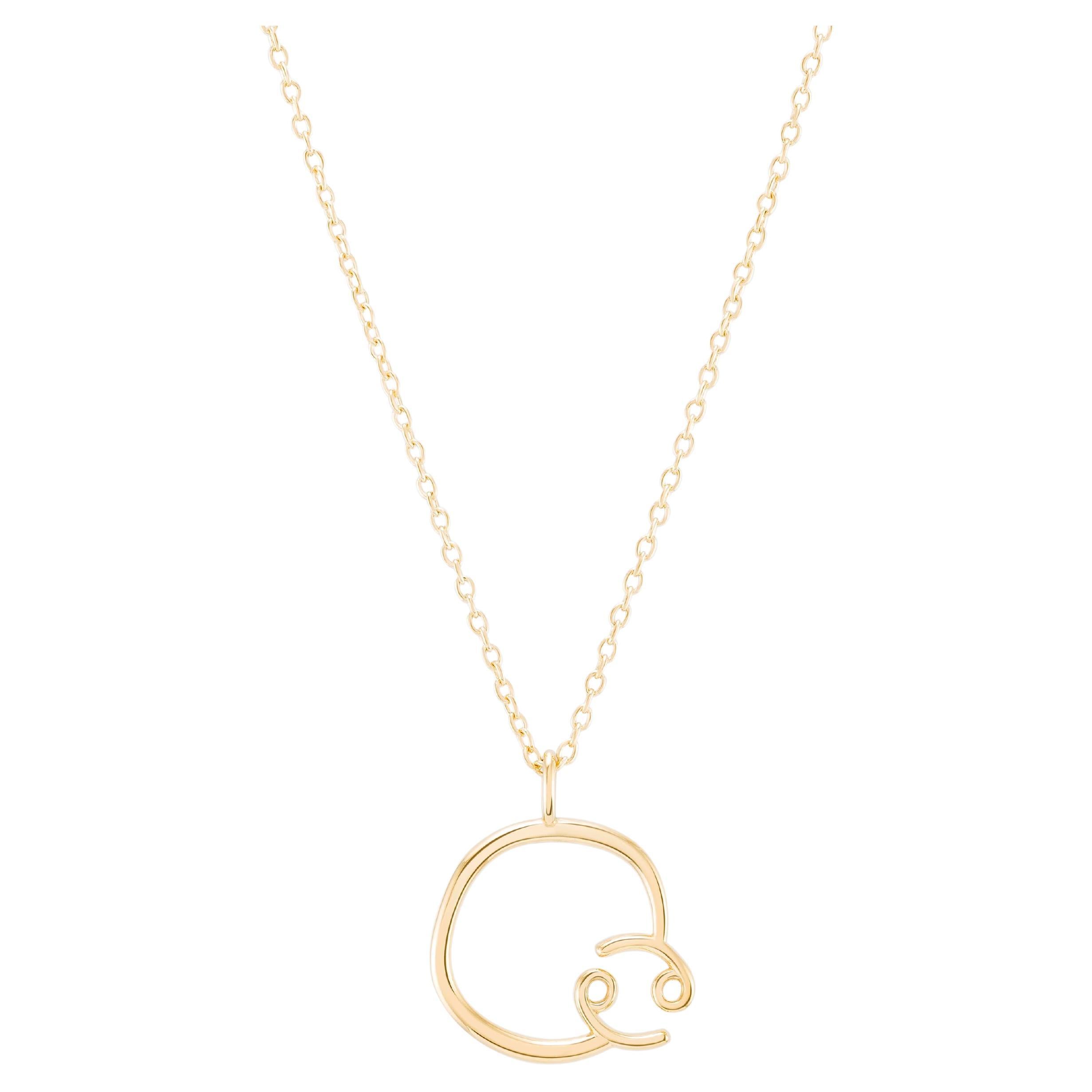 Zodiac Cancer 18k Gold Necklace For Sale